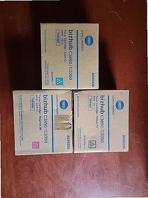 Genuine Konica Minolta Toner SET OF 3 COLOR CARTRIDGES Yellow Magenta Cyan NEW