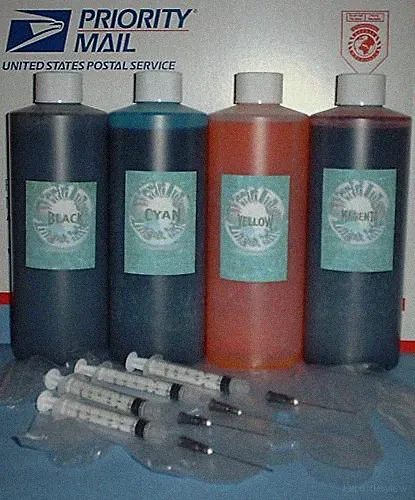 Half gallon 64oz 4 pint / 16 oz b/c/m/y ink kit refill Konica Minolta Lexmark