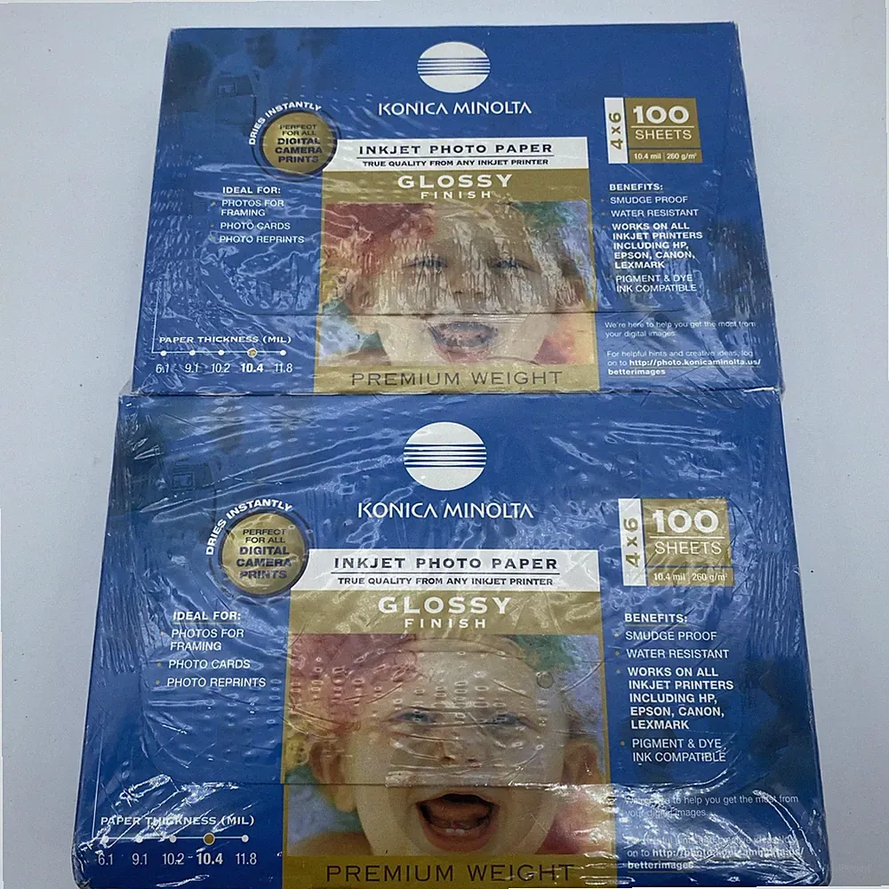Konica Minolta 2 Packs @ 100 4" x 6" Inkjet Photo Paper Glossy NEW SEALED