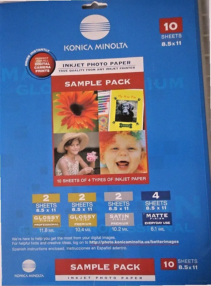 Konica Minolta ~ Inkjet Photo Paper ~ 10 Sheets ~ 8.5 x 11