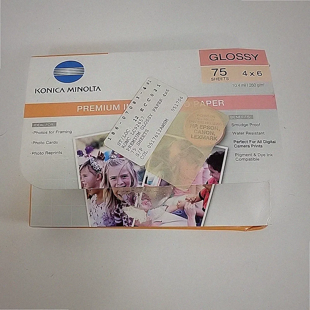 KONICA MINOLTA Inkjet Photo Paper Glossy 4 X 6 Inch 75 Sheets Premium Weight