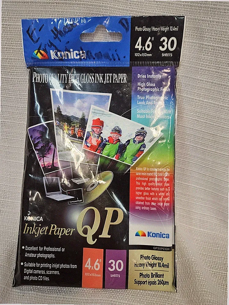 Konica Photo Quality High Gloss Ink Jet Paper 4x6 30 sheets. Sold As Is. May Exp