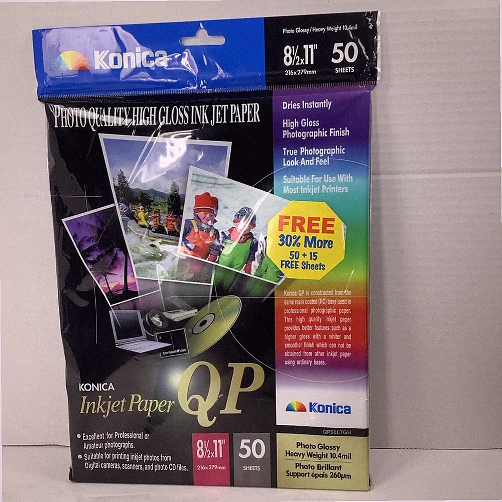 Konica Photo Quality High Gloss Ink Jet Paper 8 1/2 X 11 - 50 Sheets Printer New