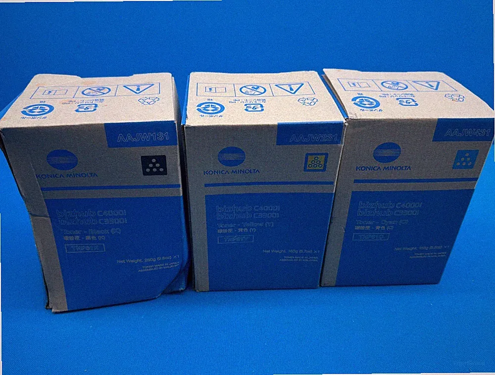 Lot of 3 - Konica Minolta Black / Yellow / Cyan Toner Cartridges For Bizhub